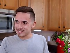 This season on Dating my Stepson, we're taking a new twist. The guys are looking for love, but they need to date the potential girlfriend's mom first. If it works out, he'll date the daughter right on the spot. Today's date is Juan Loco trying to impress Cassie Del Isla, mom to Tiffany.Cassie has prepared a date where Juan will learn how to treat a lady. She shows him how to arrange roses, how to make chocolate dipped strawberries, and how to write a haiku. Cassie can tell Juan is checking her out, and she finds that she likes it. By the time they get to the haiku, they can't seem to keep their mouths off each other. After a brief makeout, Cassie peels off her dress to unveil a stunning body with hot lingerie and Juan goes in for a pussy feast. In return, he gets his dick and balls sucked.Getting to her feet, Cassie leans forward over the kitchen island so Juan can do her from behind. Juan takes his turn on the counter so Cassie can mount him in cowgirl and ride him until she's arching her back in delight. Climbing off, she gets on her back so Juan can keep their party going. He gives Cassie one last big O, then cums on her stomach. Although Cassie gives her blessing to Juan, Juan thinks he'll keep looking for another milf.
